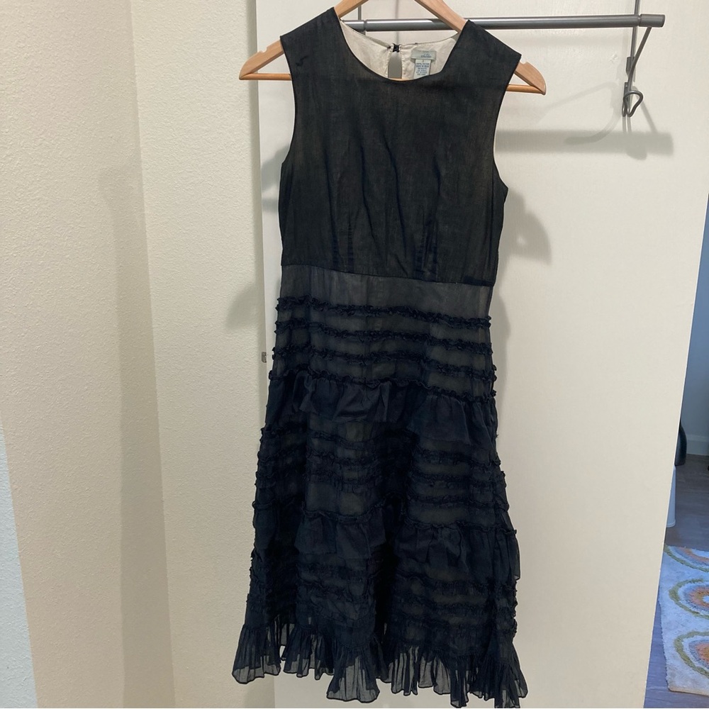 Anthropologie Odille black dress tiered ruffles whimsigoth special occasion